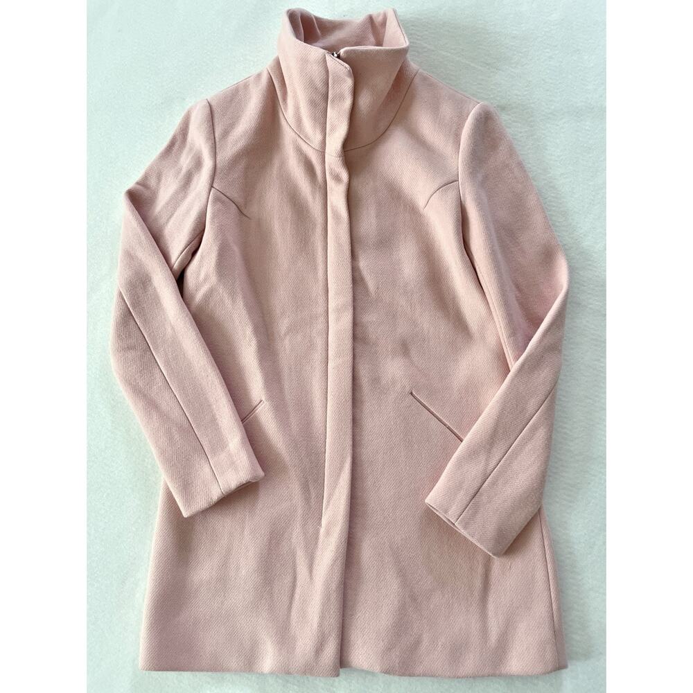 Lucy Paris Coat Women S Pink Zip Front Collared Lined Longline High Neck